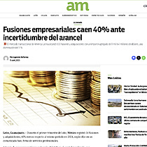 Fusiones empresariales caen 40% ante incertidumbre del arancel